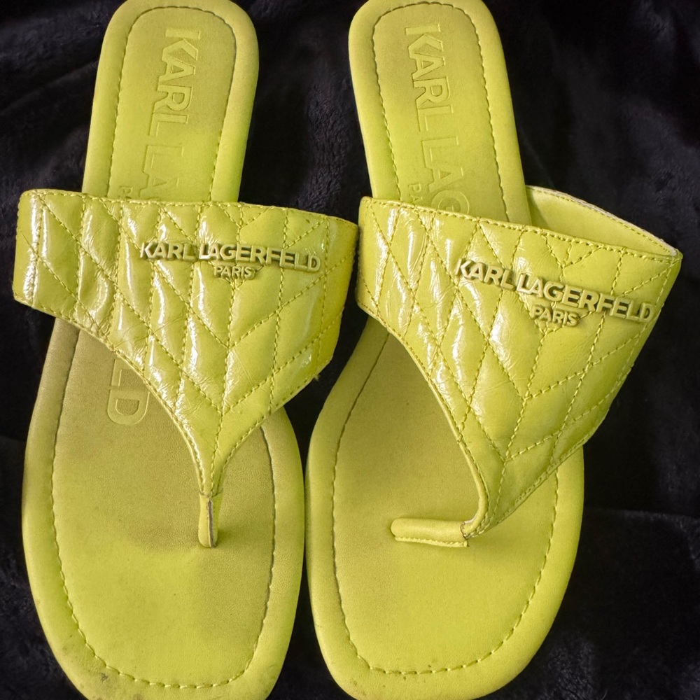 Karl Lagerfeld Neon green-yellow Quilted Sandals